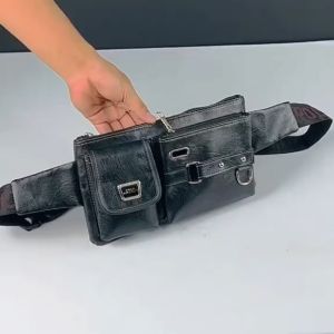 Tas Selempang Kulit PU Polo Amstar Waistbag Waterproof Tas Pinggang Pria Wanita