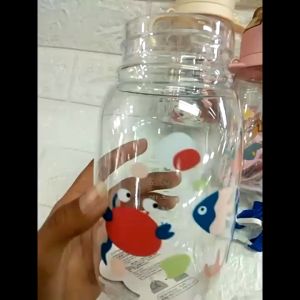 Botol Minum Anak Karakter Beruang Kitchenware Bottles Free Sedotan dan Tali Panjang Kapasitas 450mL Kode 2672