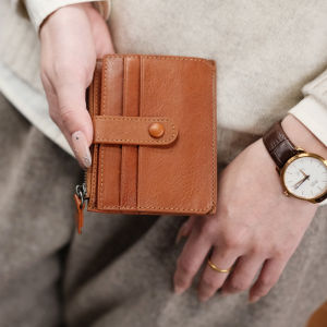 Versatile Short Womens Wallet Fashionable Pure Color Multi-functional Coin Purse Card Holder Two-in-One Bag Simple Design