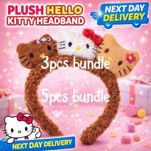 [SG Ready Stock] Cute Plush Hello Kitty Headband - Kawaii Soft Cartoon Hairband | 3pcs / 5pcs Bundle | Party & Cosplay Accessory