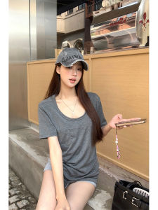 Short Sleeve Crop Top T-Shirt Gray