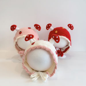 Baby Hat Autumn and Winter Baby Girl Korean Style Cute Earflaps Thickened Knitting Plush Bonnet Girl Warm Wool Hat