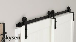 Heavy Duty Sliding Barn Door Hardware Track Kit Single Track Bypass Double Door Kit