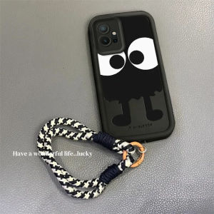 For casing hp Vivo T1 5G Mata yang besar Bola batubara hitam kecil Kartun