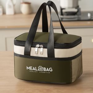 Large Insulated Lunch Bag | Aluminum Foil Thermal Lining + Durable Polyester | Mesh Pocket & Zipper for Work/School/Picnic