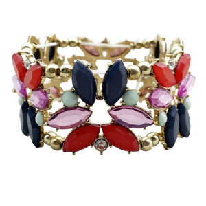 T019 New Jewelry Personality Metal Golden Crystal Exaggerated Fashion Design Party Bracelet Set For Women Lead Free High Quality