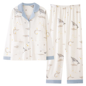 Bộ đồ ngủ MiiOW vải cotton dài tay dành cho bà bầu sau sinh mặc ở nhà