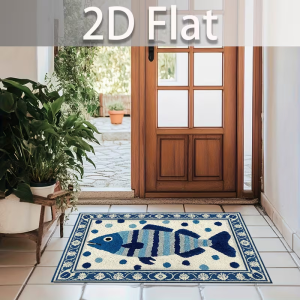 VIKAMA Nautical Doormat Blue White Wood Grain Print Lighthouse Anchor Ship Wheel Rug Non‑Slip Floor Mat For Entrance Home Decor