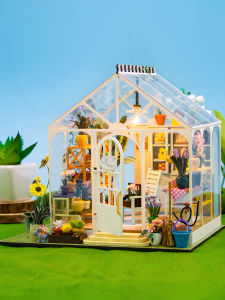 DIY Wooden House Model Sun Garden Handmade Assembly Toy Gift Birthday Plaything Decoration Hoomeda M2322 Static Building Model