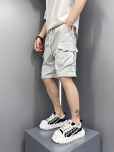 Summer 2025 Mens Casual Loose Fit Five-Quarter Pants Fashionable Solid Color Versatile Comfortable Polyester Fiber Shorts