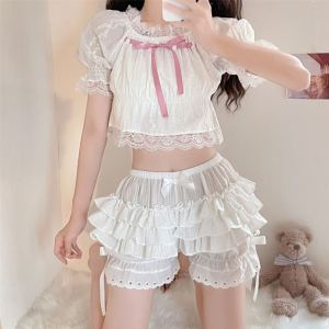 Lolita Style Ruffled Flared Safety Shorts For Spring And Autumn