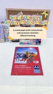 FCI Self-Adhesive Glossy Photo Paper A4 210mm x 297mm (20 SHEETS 5760dpi)Waterproof Glossy Photo Paper for School&Office use