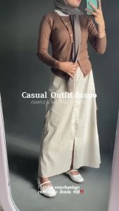 Kenzy Cargo Skirt Rok Korean Style Katun Polos - Rok Cargo Belahan Melar - Cargo Skirt Rok Korean Style Katun Twill - Rok Cargo Korea - Rok Cargo Jumbo - Rok Cargo Wanita Panjang