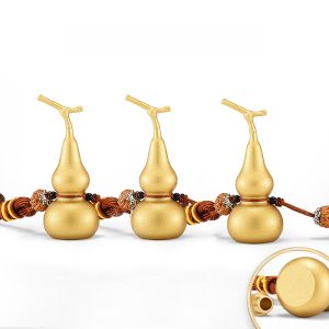 Bronze Gourd Ornament Hollow Open Design Living Room Decorative Accessories Yellow Bronze Home Decoration Lucky Gourd