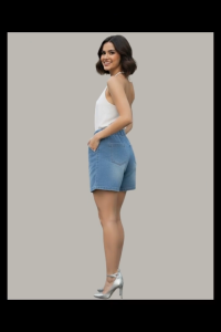 (902) PLUS SIZE HIGHWAIST STRECHABLE TATTERED GARTERIZED WOMENS SHORTS