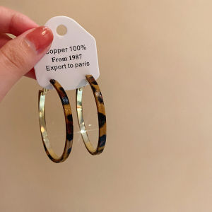 Retro Leopard Print Large Circle Earrings Unique Exaggerated Studs for round Square Faces Fashionable Korean Style Jewelry