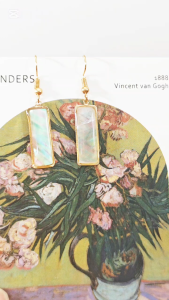 Made-to-Order SG - Gold Iridescent Shell Drop Earrings Handmade Contemporary Earrings Collection