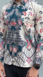 Kemeja Batik Pria Motif Slimfit Stretch Lengan Panjang Bahan Stretch Melar Premium