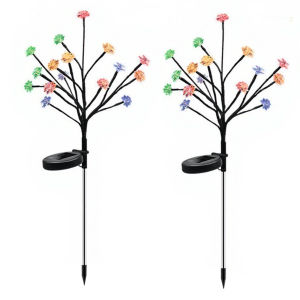 2 Pack Solar Garden Lights Solar Cherry Blossom Lights Outdoor Lawn Lights for Outside Yard Lawn Patio Pathway Decorations