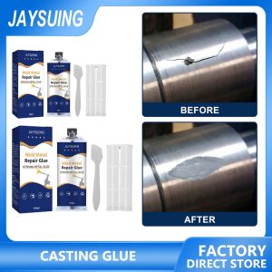 Jaysuing A B กาวเหล็กหล่ออุตสาหกรรมกาวสแตนเลสสตีลอลูมิเนียมอัลลอยด์โลหะเหล็กหล่อกาวเชื่อมรอยแตกกาวงานช่างโลหะที่แข็งแรงความแข็งแรงสูงกาวเชื่อมเย็นพลาสติกวิเศษซ่อมหล่อกาว AB ต้านทานความร้อน