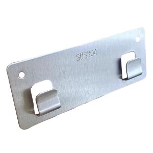 304 Stainless Steel Buckle Non-Nail Adhesive Strong Stickers Buckle U-shaped Double Hooks Bathroom Kitchen Shelf Base Sticker Wall Hanging Holder