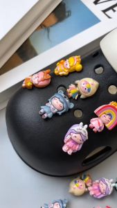 Set 14 Sticker Charm 3D chủ đề Tóc cầu vồng Mayto gắn Dép Cross Dép Sục Cá Sấu JB-289