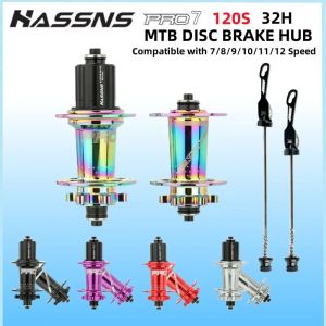Đùm Xe Đạp MTB HASSNS PRO7 Cổi Nổ To 120 Click Hợp Kim Nhôm Phanh Đĩa 32 Lỗ Trục Qr HG/MS/XD Tương Thích Líp 8/9/10/11/12 Tốc Độ