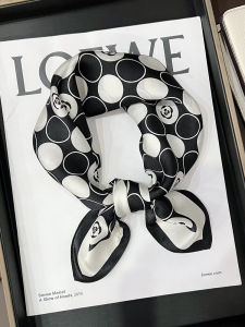 2024 New Arrival Europe and American Dotted Chessboard Plaid Silk Scarf Womens Thin Spring & Fall Winter Fashion All-Matching Print Neck Protection Scarf