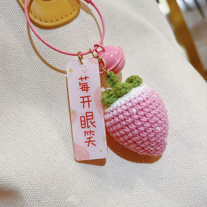 Strawberry Cartoon Handmade Hooked Keychain Bag Pendant Creative Gift Festive Country Style No Worry Adornments Accessories