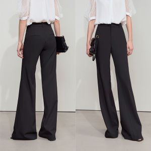 Amii 2025 Summer New Style High End Commuter Vintage Flared Pants mid Low Waist Casual Long Black Pants for Women