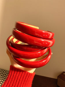 Red Glossy Leather Headband Female Fancy Thin Hairpin Hair Hoop New Year Hair Accessories Headdress 2024 New Arrival Fall and Winter