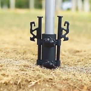 Tent Awning Rod Holder Iron Double Hole Nut Adjustable Windproof Outdoor Camping Hiking Fishing Tent Canopy Umbrella Pole Fixed Stand adjustable