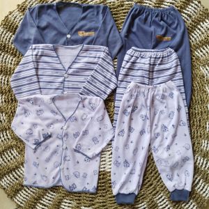 3set / 6 Pcs Baju Bayi Baru Lahir Seri Abuabu Terbaru Baby Newborn