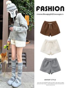 YIFANSHI | Wool Fleece Loose Fit High Waisted Shorts Winter