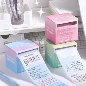 256Pcs/box Pull-out Sticky Notes Creative Gradient Color Student Multi-functional Tearable Times Stickers DIY Notebook for Office Student and Home Use!