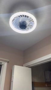 GREEN WIND Bedroom Ceiling Fan with Light E27 Screw Fan Light 7 Blades 4 Speed Ceiling Fan Light for Small Room Area