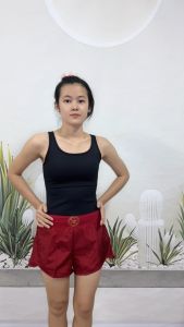 Ghldin Kldin กางเกงขาสั้นสปอร์ตแห้งเร็ว กลางแจ้งผู้หญิง ปลอม2 ชิ้น เอวสูง มาราธอน ฟิตเนสกางเกงขาสั้น ผ้าเย็น นุ่ม สวมใส่สบาย