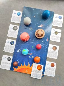 Solar System Eight Planets Model Ball Solid Wooden Ball Puzzle Floor Three-Dimensional Toys Kids Educational Scientific Exploration