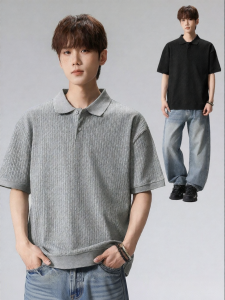 Wood soon | Textured Relaxed Casual Old Money Style Polo Shirt