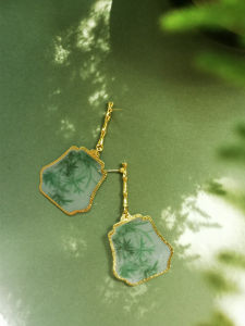 Retro Chinese Style Fan Shaped Earrings Bamboo Leaf Silk Tassel Ear Jewelry Hanfu Ancient Costume QiPao Accessory Womens Fashion