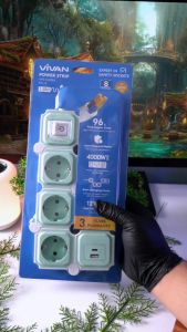 Stop Kontak Arde VIVAN VPS PRO Series Kabel 1.8M Port USB Type-C Saklar Tembaga Murni SNI