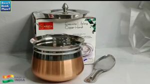 750ml Stainless Steel Copper Bottom Cooking Pot Pongal Pot with Rice Paddle Spoon