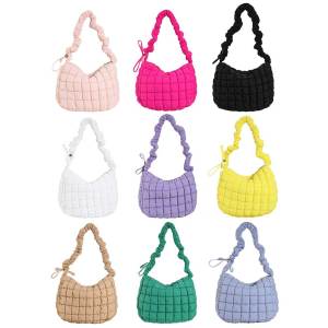 กระเป๋านักช้อปแบบลำลองสำหรับผู้หญิงผ้าคอตตอนแฟชั่นบรรจุของได้มากกระเป๋าทรงสี่เหลี่ยมมีหูหิ้วสะพายไหล่มีจีบลายเมฆกระเป๋าสะพายข้าง