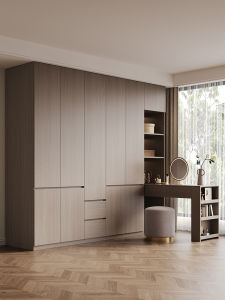 PAMEDI | Wooden Wardrobe Desk Combination Storage Cabinet Customizable