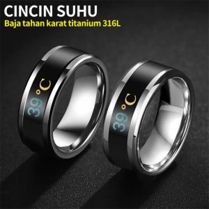 Châu Âu và Châu Mỹ thời trang mới nhiệt độ thông minh cặp đôi nhẫn tâm trạng Màn hình hiển thị nhiệt độ Vòng