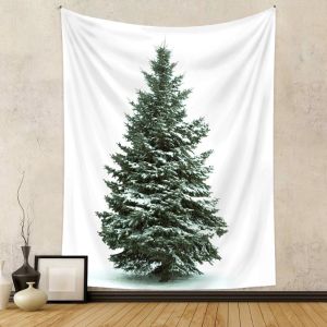 VIKAMA Wall Tapestry Red Silver Christmas Tree Ornaments Gifts Art Home Decor Living Room Bedroom Dorm Festive Print Soft Indoor