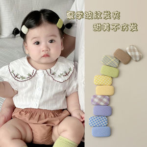 Korean Style Baby Hair Clips Non-Damaging Fabric Plaid Hair Accessories Girls BB Headwear Childrens Hair Cards