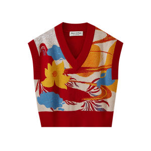 100% Cashmere Sleeveless Knitted Vest Womens New Year Style V-Neck Pullover Short Length Fashionable Commute Wear Marc OPolo