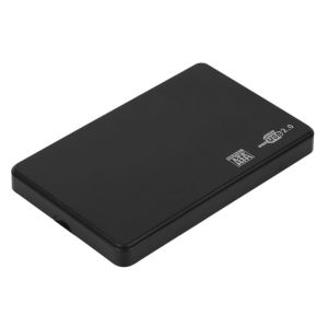 2.5 Inch USB 2.0 SATA Hard Drive Enclosure Portable HDD External Case Support 2TB Black Disk Box with Cable & Storage Bag