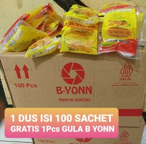 1 Dus Minyak Goreng B yonn Renceng isi 100 Sachet Premium Super Bening Praktis Ekonomis Berhadiah 1Sachet Gula Kristal